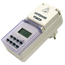 digitális kültéri időzítő óra, 1 perc felbontású, heti programozás, IP44, TD 10