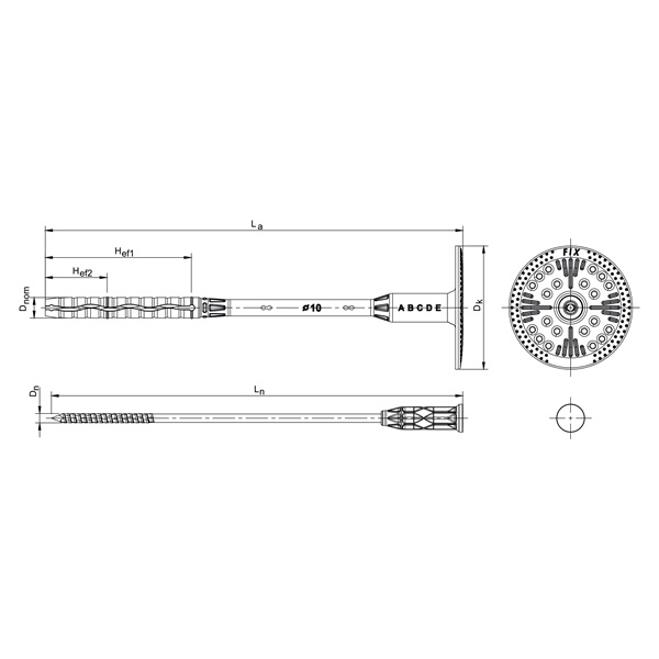 szigetelés rögzítő dübel, acél szeggel FIX-M, 10×180mm, 100db