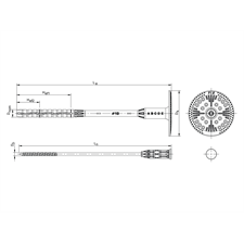 szigetelés rögzítő dübel, acél szeggel FIX-M, 10×180mm, 100db