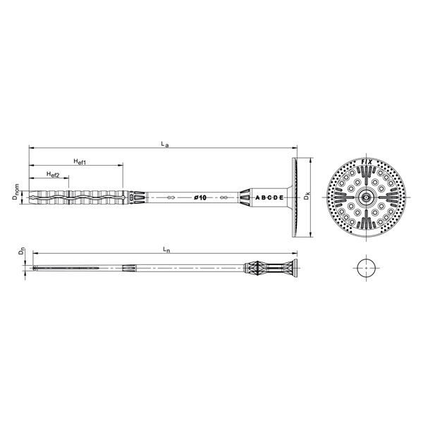 szigetelés rögzítő dübel, műanyag szeggel FIX-PA, 10×120mm, 100db