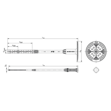 szigetelés rögzítő dübel, műanyag szeggel FIX-PA, 10×220mm, 100db