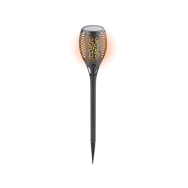 éjszakai, kerti LED lámpa, " lángoló fáklya "napelem+szenzor, Ni-Mh akku, 200mAh, leszúrható, 58cm, 12 db/dob