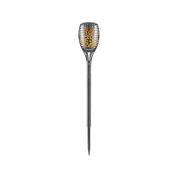 éjszakai, kerti LED lámpa, lángoló fáklya hatás, 1W; 35 Lm, napelem+szenzor, Ni-Mh akku, 800mAh, kerti, leszúrható, 79cm