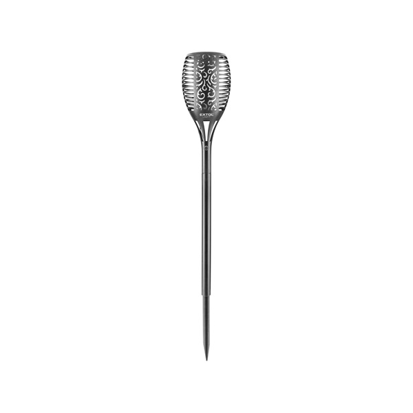 éjszakai, kerti LED lámpa, lángoló fáklya hatás, 1W; 35 Lm, napelem+szenzor, Ni-Mh akku, 800mAh, kerti, leszúrható, 79cm
