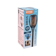 éjszakai, kerti LED lámpa, lángoló fáklya hatás, 1W; 35 Lm, napelem+szenzor, Ni-Mh akku, 800mAh, kerti, leszúrható, 79cm