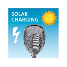 éjszakai, kerti LED lámpa, lángoló fáklya hatás, 1W; 35 Lm, napelem+szenzor, Ni-Mh akku, 800mAh, kerti, leszúrható, 79cm