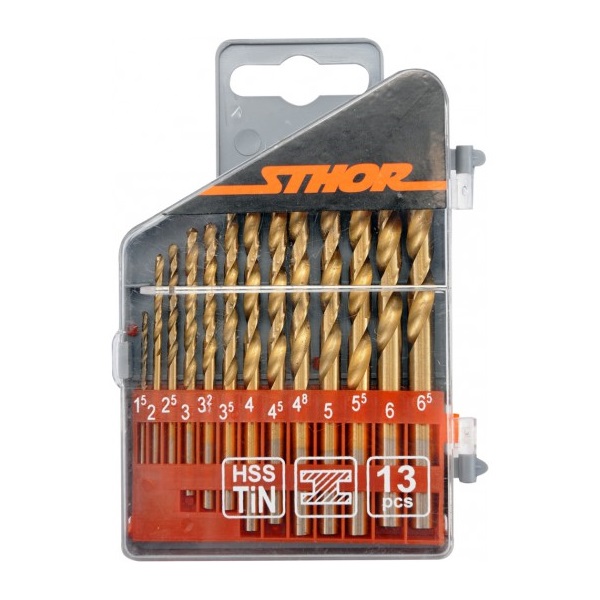fémcsigafúró klt. HSS TITÁN bevonatú; 13db, 1,5- 6,5mm (műanyag dobozban)