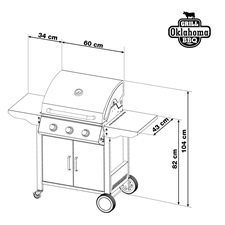 gázgrill, 3 égőfej + ajándék nyomáscsökkentő,  Oklahoma