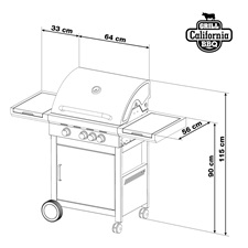 gázgrill, 4 égőfej + ajándék nyomáscsökkentő,  California