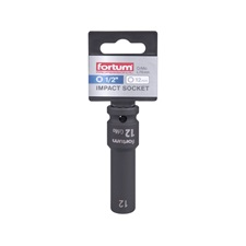 gépi (impakt) dugófej 1/2", 12 mm, L 78 mm, feketített, FORTUM