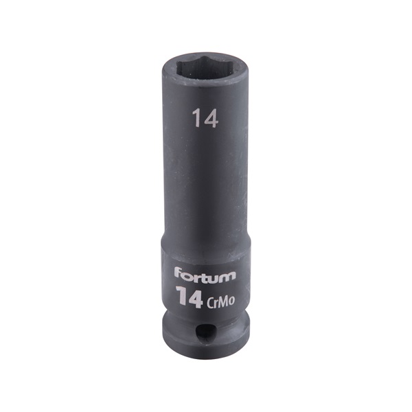gépi (impakt) dugófej 1/2", 14 mm, L 78 mm, feketített, FORTUM