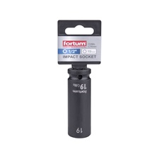 gépi (impakt) dugófej 1/2", 19 mm, L 78 mm, feketített, FORTUM