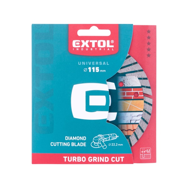 gyémántvágó, ipari korong, TURBO GRIND CUT, gyors vágás; 115×22,2mm, száraz és vizes vágásra