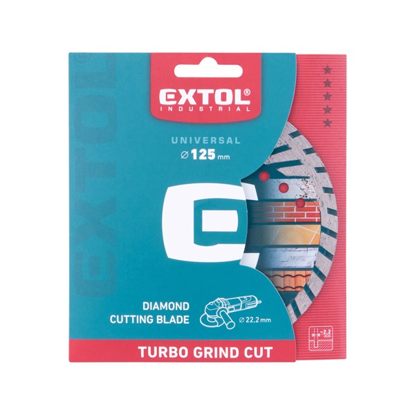 gyémántvágó, ipari korong, TURBO GRIND CUT, gyors vágás; 125×22,2mm, száraz és vizes vágásra