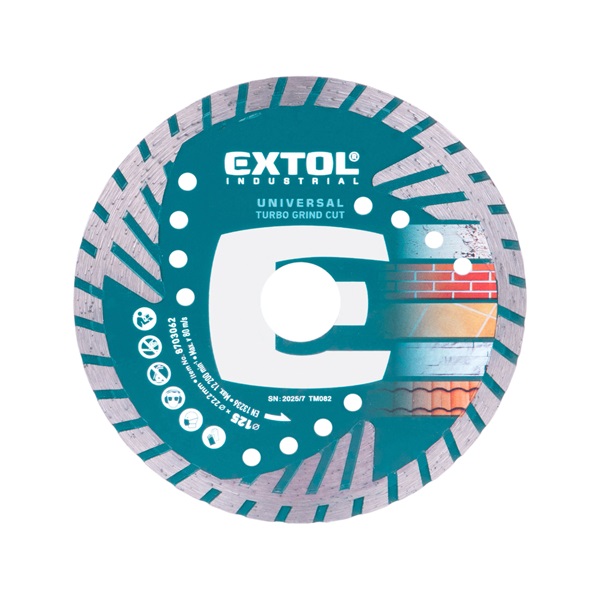 gyémántvágó, ipari korong, TURBO GRIND CUT, gyors vágás; 125×22,2mm, száraz és vizes vágásra