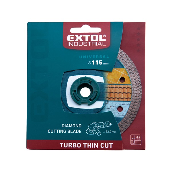 gyémántvágó, ipari korong, TURBO, extra vékony vágás: 1,5mm vastagság; 115×22,2mm, száraz és vizes vágásra