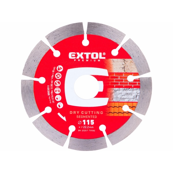 gyémántvágó szegmenses; 115×22,2mm, max.13.000 f/min