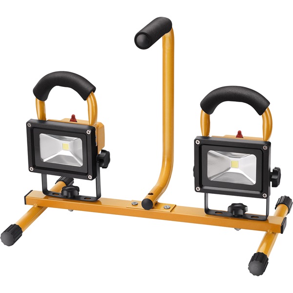 hordozható LED lámpa, 2×10 W, reflektor; 2×800 Lm, IP65, teleszkópos állvánnyal, 230V/50Hz, 2,9 m kábel