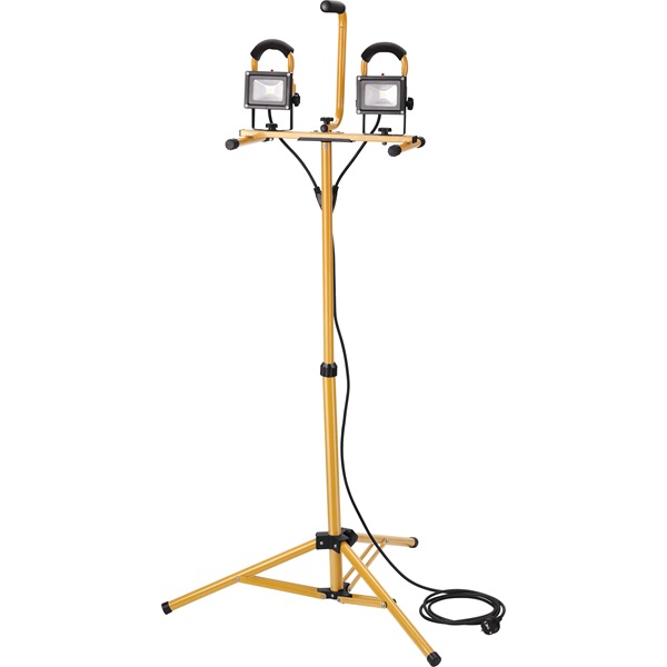 hordozható LED lámpa, 2×10 W, reflektor; 2×800 Lm, IP65, teleszkópos állvánnyal, 230V/50Hz, 2,9 m kábel