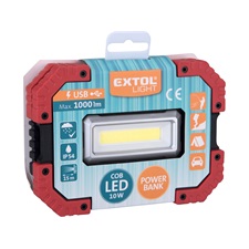 hordozható LED lámpa (reflektor), 10W; 1000 Lm, IP54, Li-ion akkus, 4400 mAh, USB tölthető, Power Bank funkcióva 0,36 kg