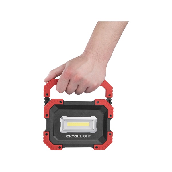 hordozható LED lámpa (reflektor), 10W; 1000 Lm, IP54, Li-ion akkus, 4400 mAh, USB tölthető, Power Bank funkcióva 0,36 kg