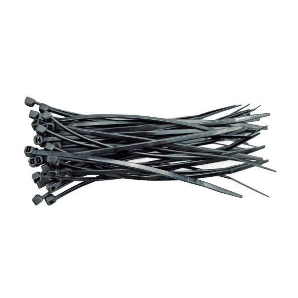 kábelkötegelő 2,5×100mm 100db, fekete nylon;