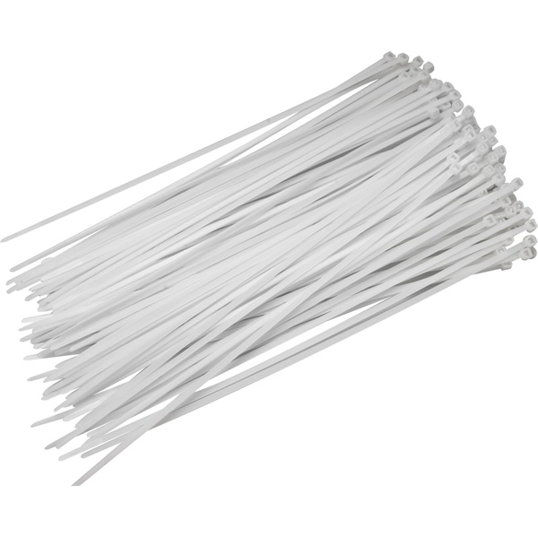 kábelkötegelő 3,6×280mm 50db, fehér nylon;
