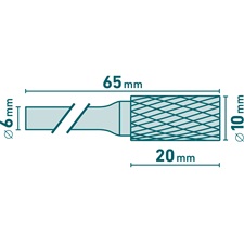 keményfém turbómaró (rotormaró), hengeres, átmérő 10×20mm/szár 6mm, keresztfogazás