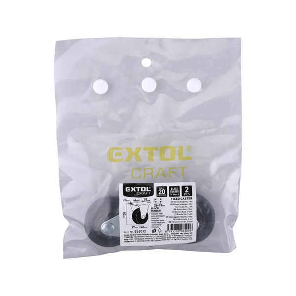készülékgörgő 2 db, fix, fekete gumi, 40mm, max. teherbírás: 20 kg/db