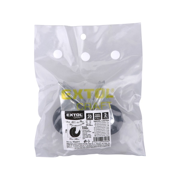 készülékgörgő 2 db, önbeálló, fekete gumi, 40mm, max. teherbírás: 20 kg/db