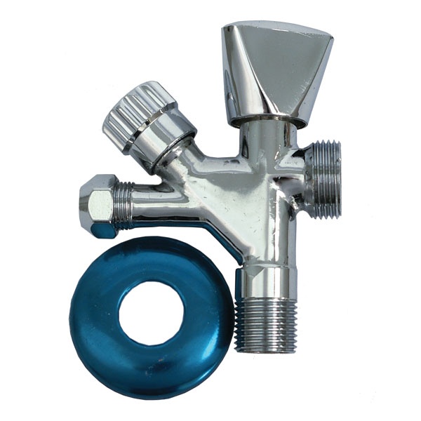 kombinált sarokszelep 1/2"-3/8"-3/4" mosdó/mosogatóhoz és mosó/mosogatógéphez, krómozott