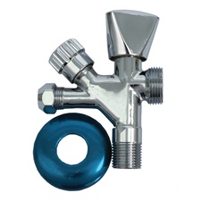 kombinált sarokszelep 1/2"-3/8"-3/4" mosdó/mosogatóhoz és mosó/mosogatógéphez, krómozott
