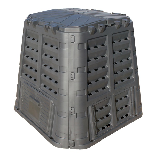 komposztáló láda, 740 liter, műanyag; UV-álló, lakatolható, fagyálló, fekete