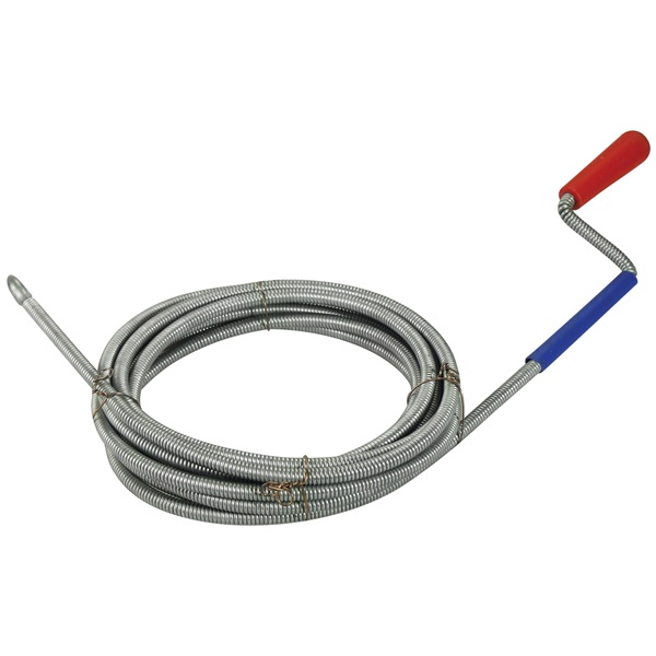 lefolyócső tisztító, 10m, 9mm átmérő,  kézi tekerővel, tisztító körömmel,   (1,9mm drótból sodorva)