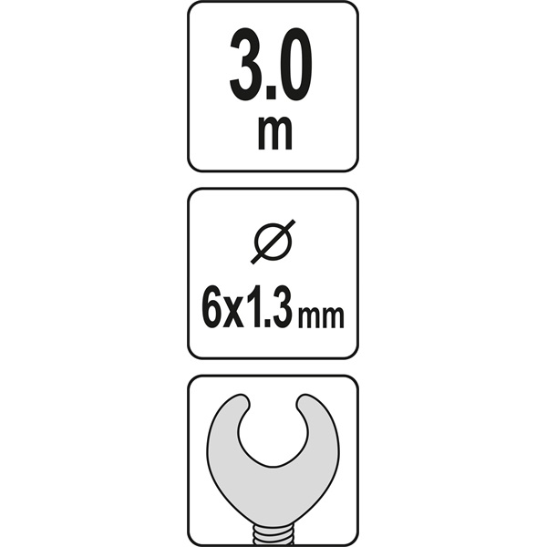 lefolyócső tisztító, 3m, 6mm átmérő, kézi tekerővel, tisztító körömmel,  (1,3mm drótból sodorva)
