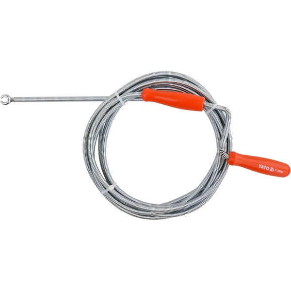 lefolyócső tisztító, 3m, 6mm átmérő, kézi tekerővel, tisztító körömmel,  (1,3mm drótból sodorva)