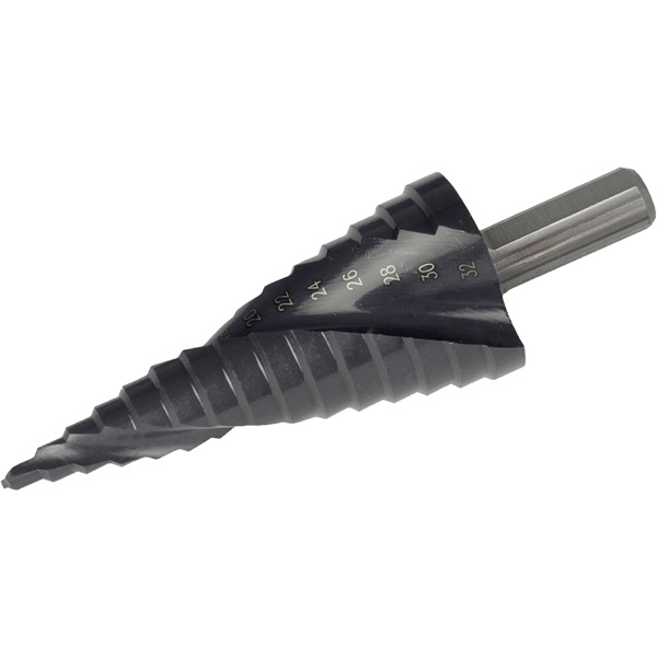 lépcsős fémfúró HSS-Co, spirál, 10 lépcsős (4-22 mm, 2 mm lépcsők), befogás: 8 mm