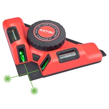 lézeres vízszintező, (csempelézer, derékszöglézer) ZÖLD, 2H (2 horizontális), akkus, vákuumos talppal