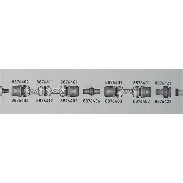 locsoló alap szett, 3/4" tömlőhöz; 4 db (1db szórófej, 2 db gyorscsatlakozó, 1 db kuplung csatlakozó 1/2"-3/4")