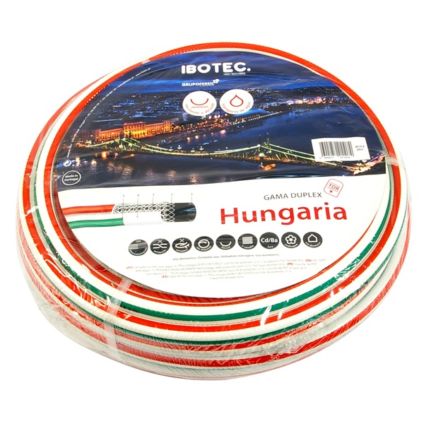locsolótömlő, csavarodásmentes,5 rétegű, 1", 25m, piros-fehér-zöld, 380g/m, portugál