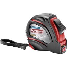 mérőszalag, 1 stoppos, ABS műanyag ház, gumírozott; 3m×19mm nylon bevonatú szalag, mágneses vég FORTUM