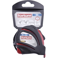 mérőszalag, 1 stoppos, ABS műanyag ház, gumírozott; 3m×19mm nylon bevonatú szalag, mágneses vég FORTUM