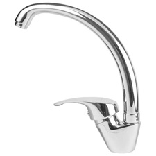 mosogató csaptelep, álló, fényes, 40cm hosszú ívelt csőr, 40mm hőzáras kerámia betéttel