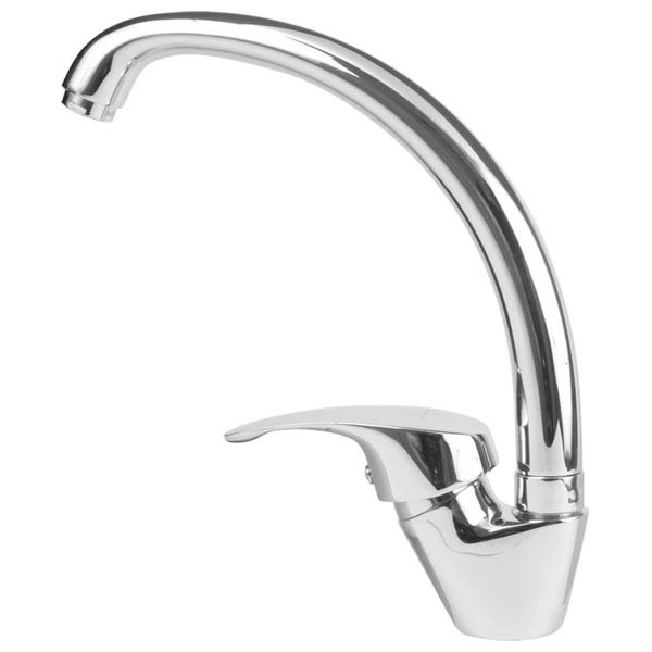 mosogató csaptelep, álló, fényes, 40cm hosszú ívelt csőr, 40mm hőzáras kerámia betéttel