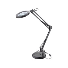 nagyító LED lámpa, asztali, Fekete, 7 W COB, 2400 Lm, 5× nagyítás; mechanikusan állítható rögzítés, USB töltőkábel