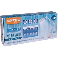 nagyító LED lámpa, asztali, Fehér, 7 W COB, 2400 Lm, 5× nagyítás; mechanikusan állítható rögzítés, USB töltőkábel