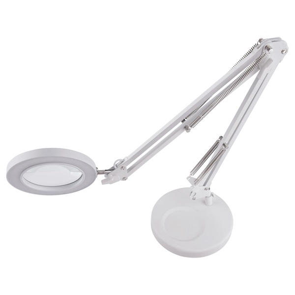 nagyító LED lámpa, asztali, Fehér, 7 W COB, 2400 Lm, 5× nagyítás; mechanikusan állítható rögzítés, USB töltőkábel