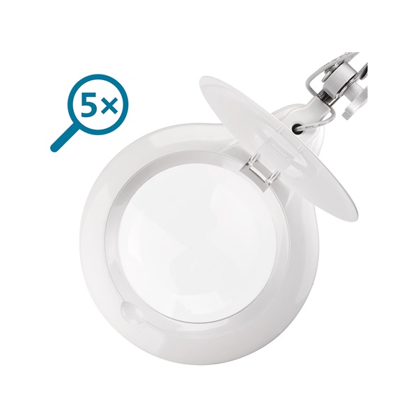 nagyító LED lámpa, asztali, Fehér, 10 W, 81 LED, 1000 Lm, 5× nagyítás; mechanikusan állítható rögzítés