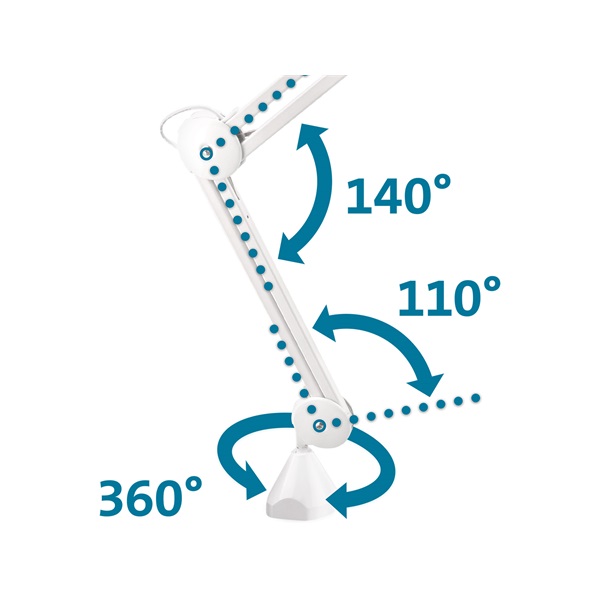 nagyító LED lámpa, asztali, Fehér, 10 W, 81 LED, 1000 Lm, 5× nagyítás; mechanikusan állítható rögzítés
