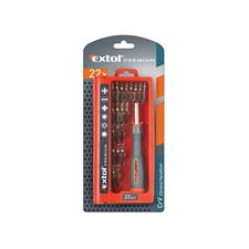 órás csavarhúzó klt. 22 db C.V. bitekkel; lapos 1,5-3mm, PH000-PH1, PZ0-PZ1, imbusz: 1,5-3mm, torx: T6-20
